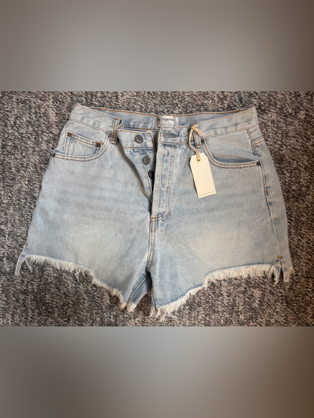 By Together Light Blue Distressed Denim Shorts